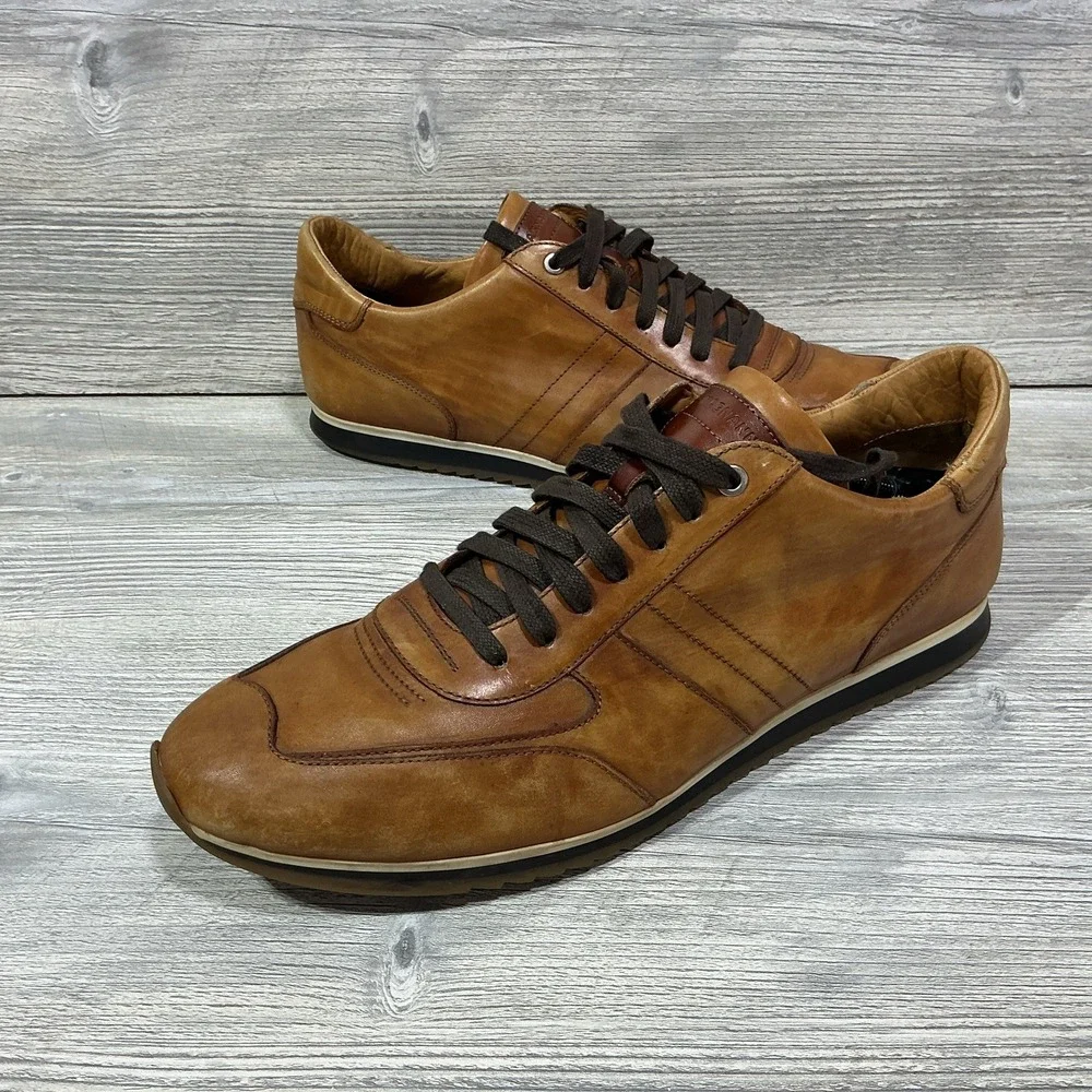 Men's Magnanni Ibiza Honey Brown Leather Sneakers Shoes Portugal Size 13 M 18837